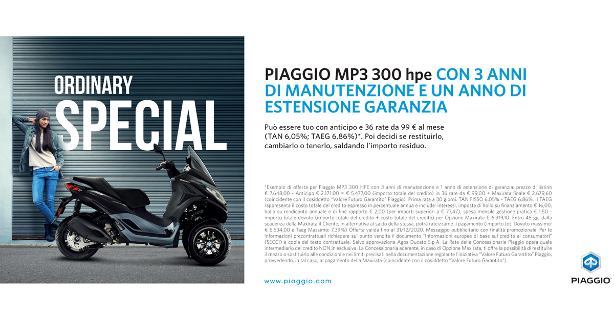 Piaggio Ride Now con Piaggio Care su gamma MP3