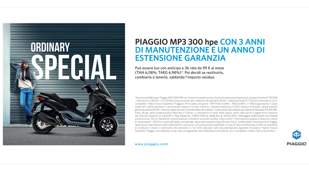 Piaggio Ride Now con Piaggio Care su gamma MP3