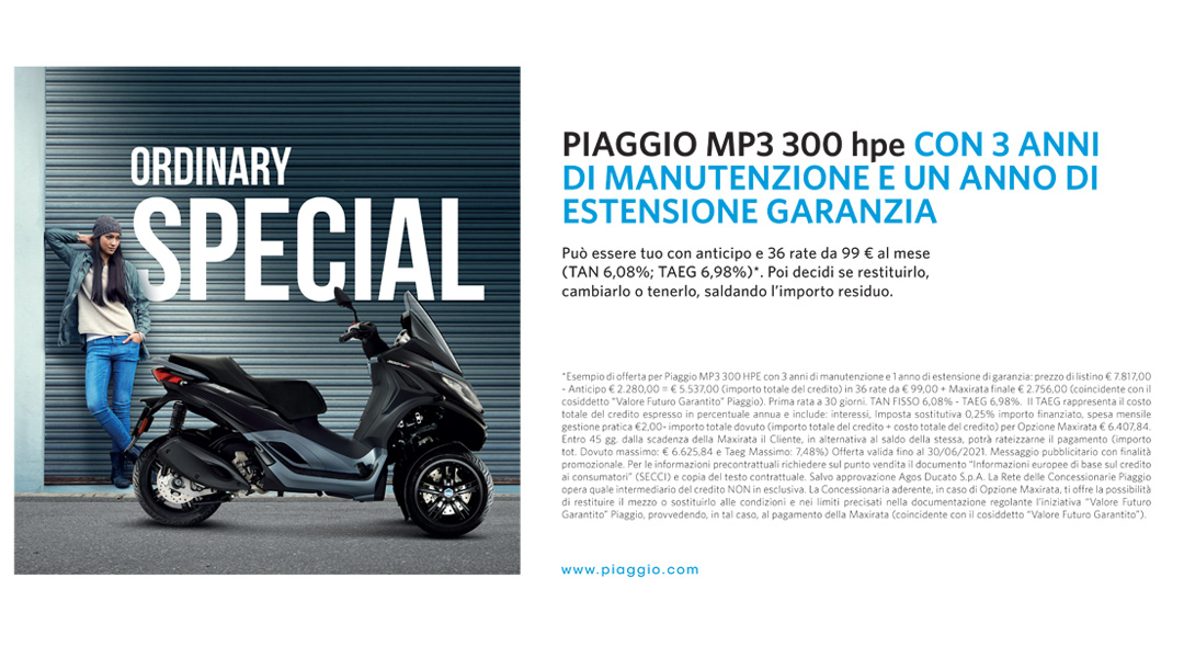 Piaggio Ride Now con Piaggio Care su gamma MP3