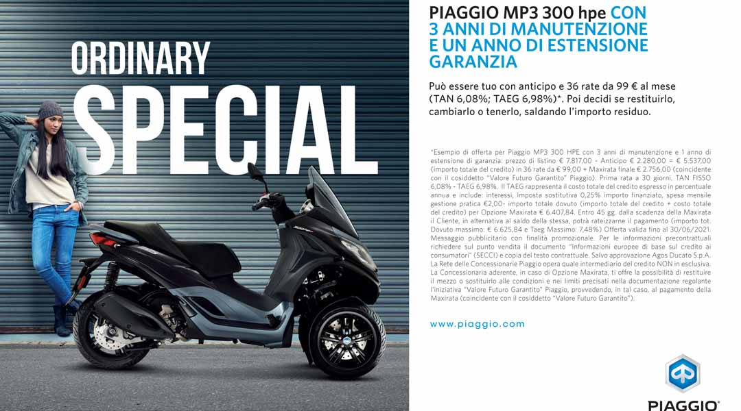 Gamma Piaggio MP3 tua con finanziamenti dedicati