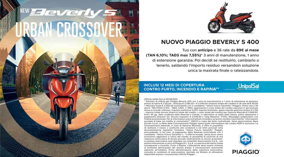 Gamma Piaggio New Beverly con Piaggio X-Care+ Caring Pack