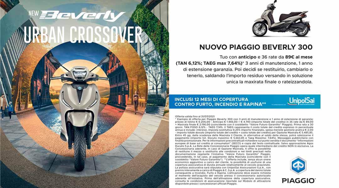 Nuovo Beverly con Piaggio X-Care+ Caring Pack